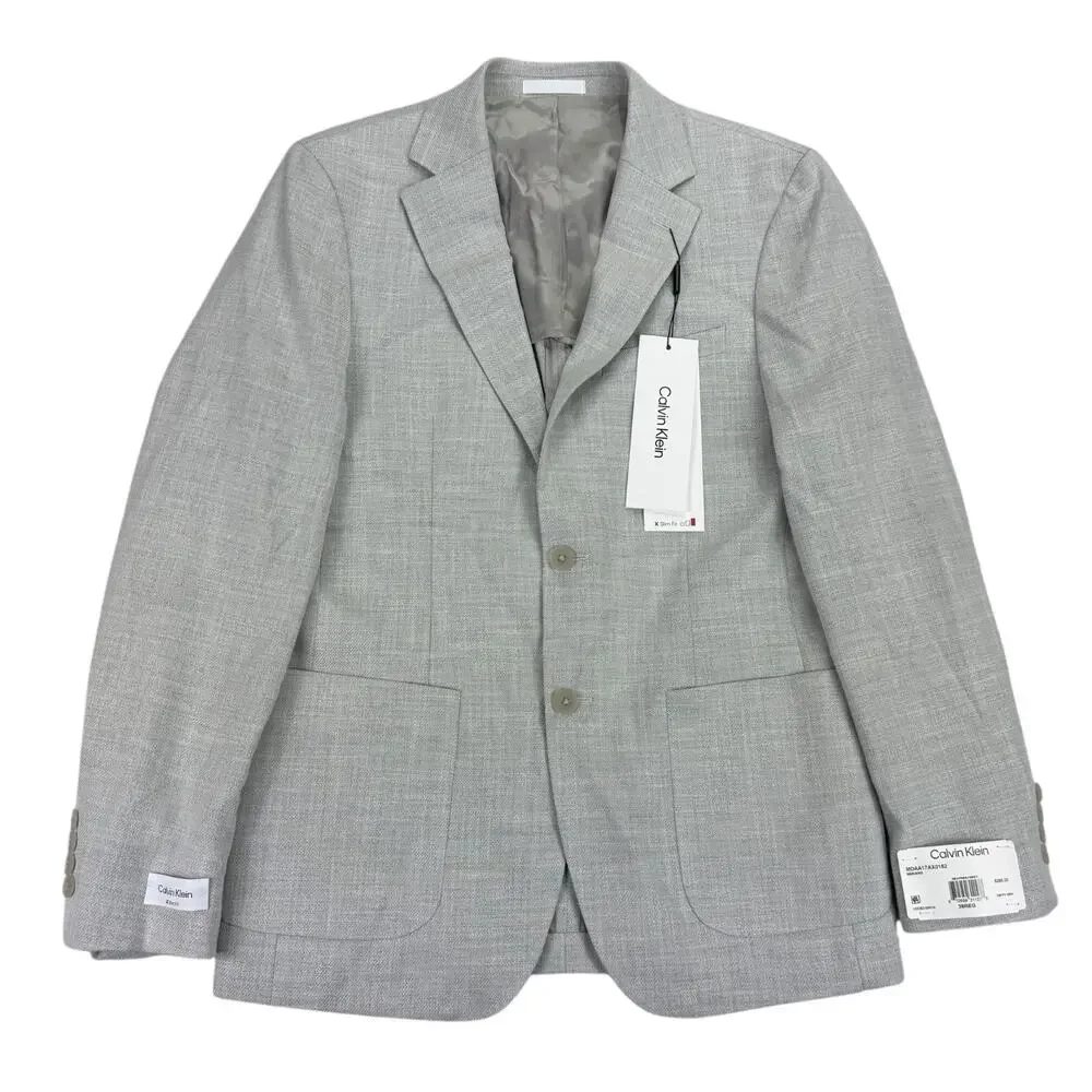 Calvin Klein Mens X Slim Fit Soft Solid Sport Coat Heather Gray 38R - Picture 1 of 5